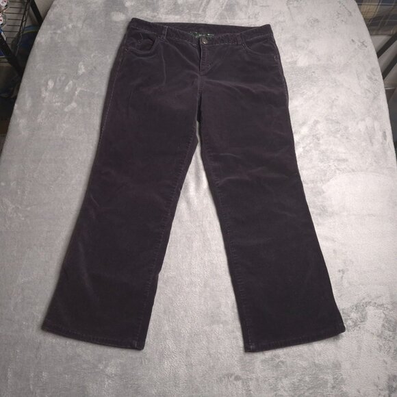 Woolrich Womens Corduroy Wide Leg Jeans 12 Mid Rise Black Stretch Altered - Picture 4 of 7